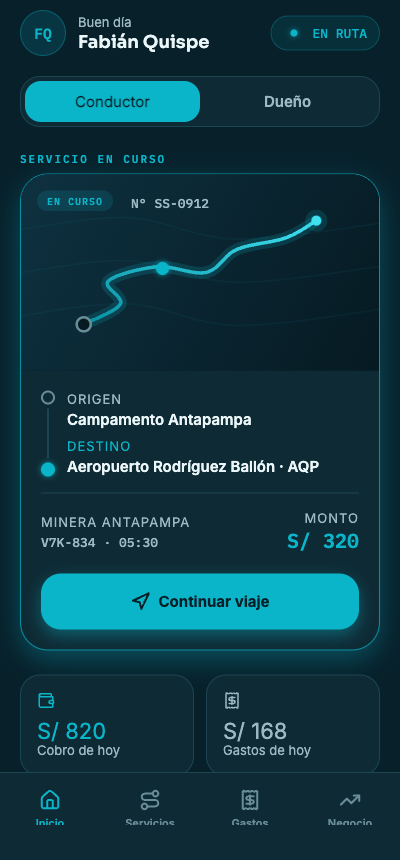 App Muvo — viaje en curso